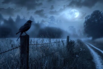 raven on a fence