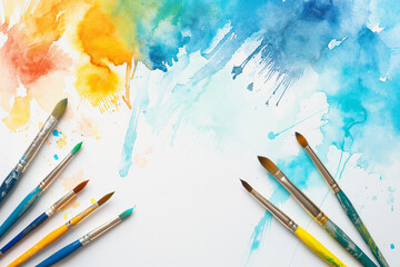 Obraz premium Watercolor back to school card background frame image