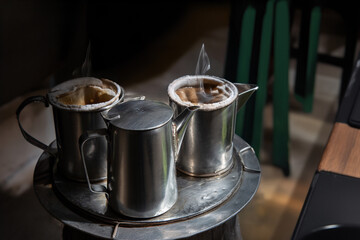 Coffee boiler Vintage style in Thailand pot and bag with tool