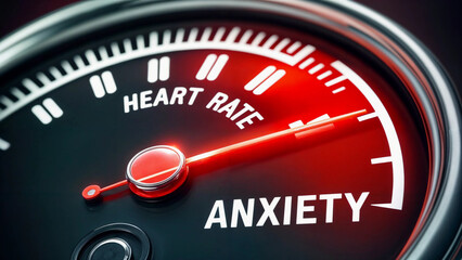 Anxiety Rising: Gauge Shows Spiking Tension, zooming in on a pressure gauge, the needle spikes into the red zone, mirroring the intense pressure and tension caused by anxiety.