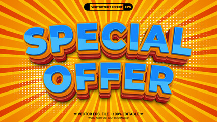 Special offer sale advertising editable 3d vector text style effect template
