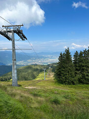Obraz premium Cable way in the Slovakia mountains Martinské Hole in the summer