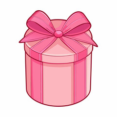 Vector Cartoon Pink Cylindrical Gift Box with Ribbon and Bow (9)