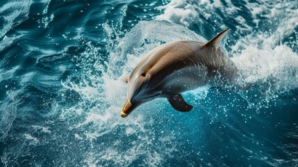 Obraz premium Dolphin swimming playfully in the clear blue ocean