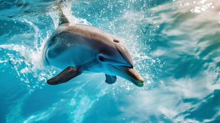 Obraz premium Dolphin swimming playfully in the clear blue ocean