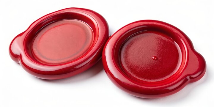 Two Red Wax Seals on White Background, Wax Seal, Red Seal, Security Seal, Authentication