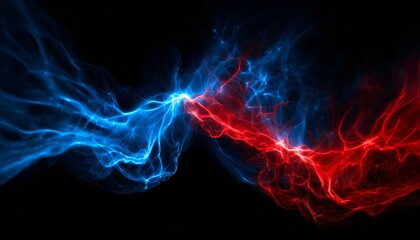 冷気を纏った青いプラスマと赤いプラズマが幻想的に混ざり合うスタイリッシュな背景画像 Generated by AI