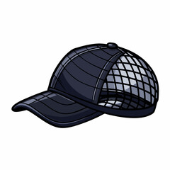 Vector Cartoon Side View Black Net Cap Beach Headwear (21)