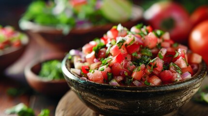 Fresh Tomato Salsa in Rustic Bowl