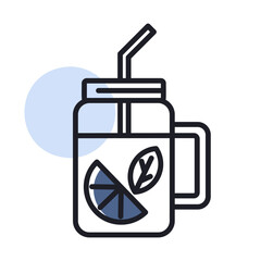 Ice tea lemon slice and mint leaves vector icon