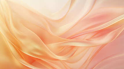 Obraz premium Abstract Flowing Silk Fabric in Soft Peach and Gold Tones, Gentle Waves and Curves Creating a Luxurious and Elegant Texture, Smooth and Delicate Material for Background or Wallpaper