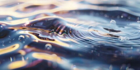 A photorealistic close-up of an oil spill on the surface of the ocean, creating a rainbow sheen that conceals the destruction beneath
