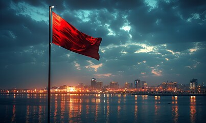 Design a flag with Bahrain's Manama, realistic photo