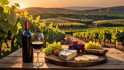 A_warm_summer_evening_at_a_vineyard_with_rows_of_grape