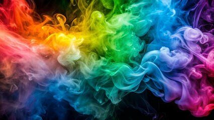 Fototapeta premium Colorful Smoke Swirling Against a Dark Background. Generative AI