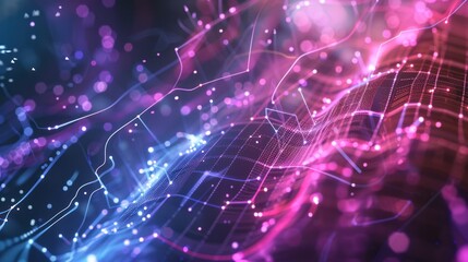 Obraz premium Abstract Digital Network with Pink and Blue Lights