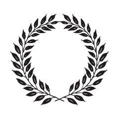 Vintage Black Laurel Wreath Vector Emblem, Decorative Black Laurel Wreath Vector Badge