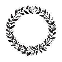 Vintage Black Laurel Wreath Vector Emblem, Decorative Black Laurel Wreath Vector Badge