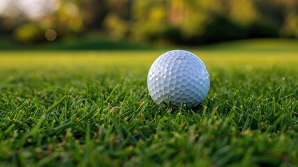 Obraz premium Golf ball placed on grass with room for writing
