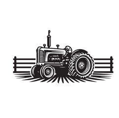 Tractor vector black and white