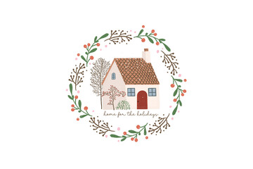 Home for the holidays Hand Drawn Christmas PNG Sublimation Design