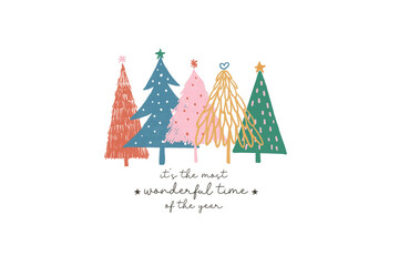 It's the most wonderful time of the year Hand Drawn Christmas PNG Sublimation Design © Lazy