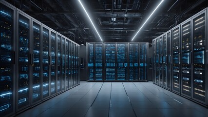 Fototapeta premium Das Fundament der Digitalisierung: Aufbau und Nutzen von Hybrid-Cloud-Servern