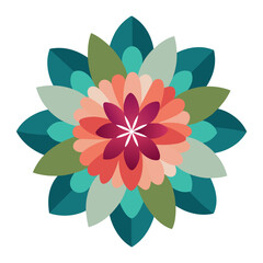 flat design colorful flowers with green stems and leaves