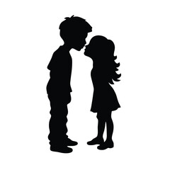 children's friends silhouette, vector illustration 