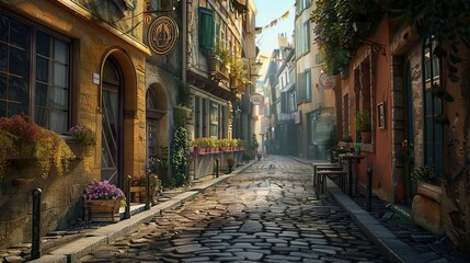 Naklejka premium Street view of the city of barcelona spain Generative AI