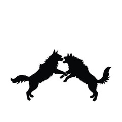 Fototapeta premium dog silhouettes fighting each other in vector style