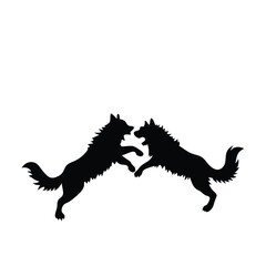 Fototapeta premium dog silhouettes fighting each other in vector style