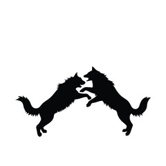 Fototapeta premium dog silhouettes fighting each other in vector style