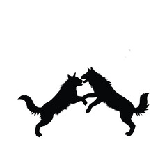 Fototapeta premium dog silhouettes fighting each other in vector style
