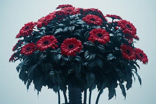Dark Red Gerbera Bouquet Rich and Dramatic Floral Arrangement Close up Photography