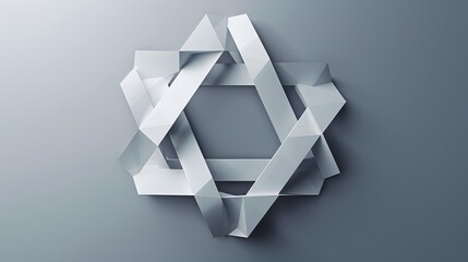 Abstract white geometric pattern on gray background modern digital technology global network metal bending for wallpaper, logo, banner, web design. 