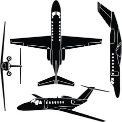 Small biz jet vector set  with outline