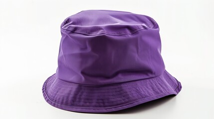 A purple bucket hat is shown alone against a white background.
