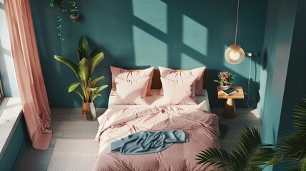 Overhead_view_of_a_minimalist_bedroom_with_a_king-size_bed