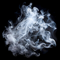 white smoke fragments on black background