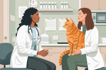 Fototapeta premium A veterinarian discussing a critical care plan with a pet owner
