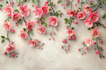 Elegant floral arrangement with pink blossoms on a white background artistic and delicate design romantic flower display pastel beauty