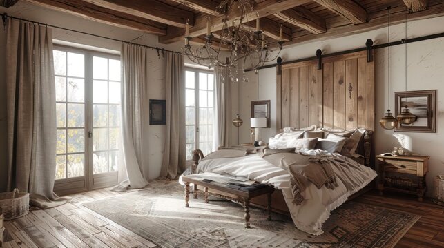 Modern bedroom with French country interior design