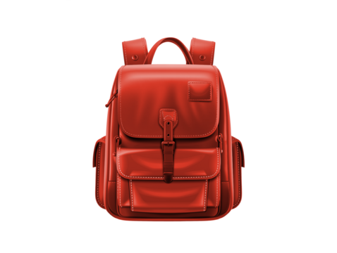 Red backpack isolated