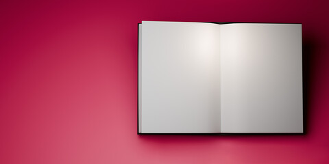 Book on red background. 3d render.