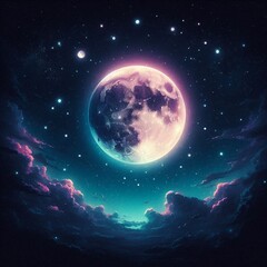 Obraz premium Darknight moonlighting sky
