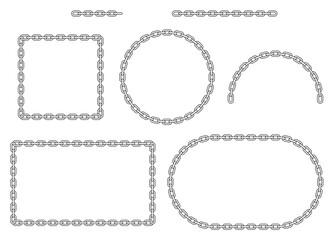 Obraz premium Chain Link Frame Border Template Clipart - Circle, Square, Rectangle, Ellipse Oval and Line Transparent Outlines