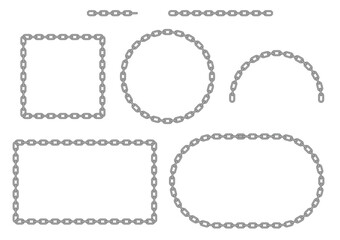 Silver Chain Link Frame Border Template Clipart - Circle, Square, Rectangle, Ellipse Oval and Line with Transparent Background 