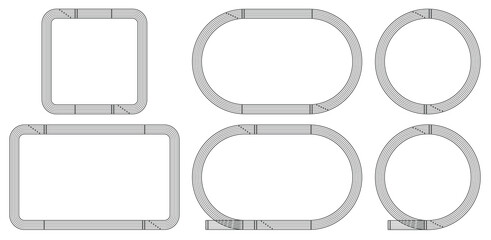Track and Field Running Track Decorative Border Frame Template Outline Clipart Set - Square, Rectangle, Circle and Oval Ellipse