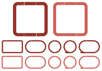 Track and Field Running Track Decorative Border Frame Template Clipart Set - Square, Rectangle, Circle and Oval Ellipse